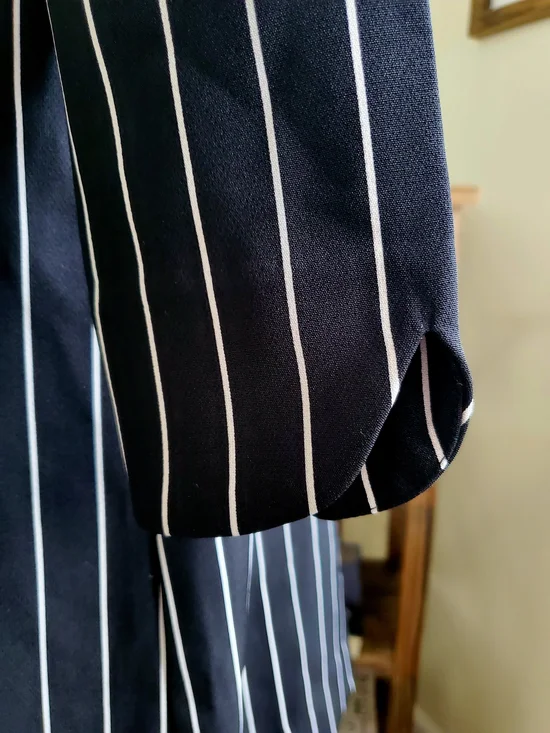 H&M Navy and White Pinstripe Long Sleeve Shift Dress - Picture 3 of 6